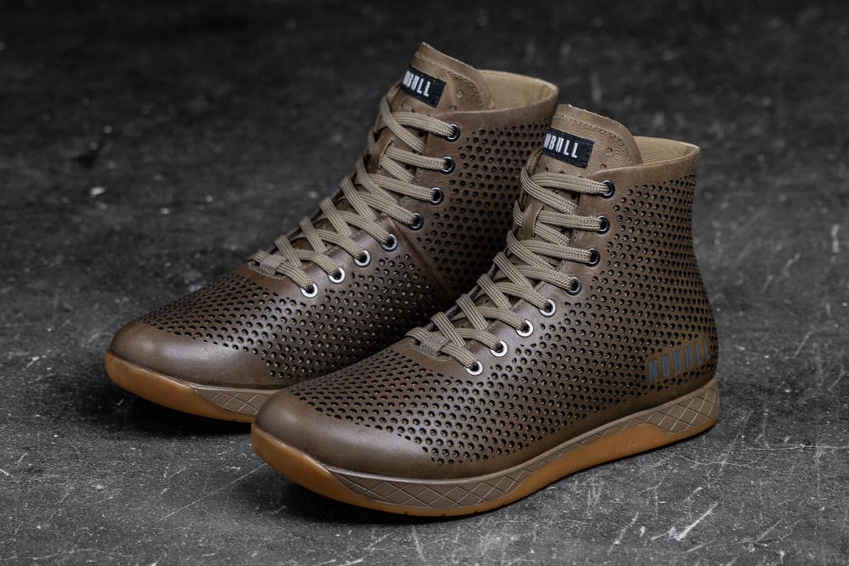Nobull High-Top Leather Women\'s Trainers Brown | Australia (VY8159)